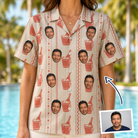 Woman wearing Women's Bubbly Buckets Custom Face Hawaiian Shirt — custom faces printed all-over