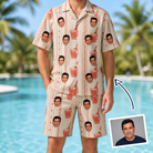 Man wearing Men's Bubbly Buckets Custom Face Shirt & Shorts Set — custom faces printed all-over