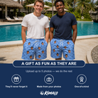 Friends in matching Men's Bride Blinders Custom Face Beach Shorts — a group gift photo