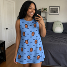 Real-life photo of someone wearing Women's Bride Blinders Custom Face Tank Dress — custom faces printed all-over