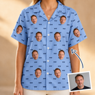 Woman wearing Women's Bride Blinders Custom Face Hawaiian Shirt — custom faces printed all-over