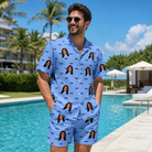 Real-life photo of someone wearing Men's Bride Blinders Custom Face Shirt & Shorts Set — custom faces printed all-over
