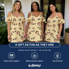 Friends in matching Women's Veil Vibes Custom Face Off-Shoulder Dress — a group gift photo