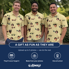 Friends in matching Men's Veil Vibes Custom Face Polo Shirt — a group gift photo