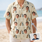 Man wearing Men's Vow Vino Custom Face Hawaiian Shirt — custom faces printed all-over