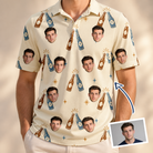 Man wearing Men's Vow Vino Custom Face Polo Shirt — custom faces printed all-over