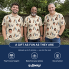 Friends in matching Men's Vow Vino Custom Face Polo Shirt — a group gift photo