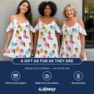 Friends in matching Women's Disco Darling Custom Face Off-Shoulder Dress — a group gift photo