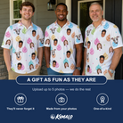 Friends in matching Men's Disco Darling Custom Face Polo Shirt — a group gift photo