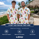 Friends in matching Men's Disco Darling Custom Face Shirt & Shorts Set — a group gift photo