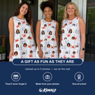 Friends in matching Women's Crab Capers Custom Face Tank Dress — a group gift photo