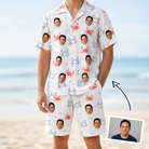 Man wearing Men's Crab Capers Custom Face Shirt & Shorts Set — custom faces printed all-over