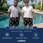 Friends in matching Men's Sundae Shore Custom Face Beach Shorts — a group gift photo