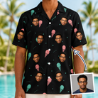Man wearing Men's Sundae Shore Custom Face Hawaiian Shirt — custom faces printed all-over