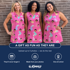 Friends in matching Women's Citrus Splash Custom Face V-Neck Dress — a group gift photo