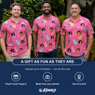 Friends in matching Men's Citrus Splash Custom Face Polo Shirt — a group gift photo