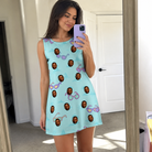 Real-life photo of someone wearing Women's Sunny Specs Custom Face Tank Dress — custom faces printed all-over