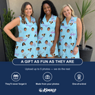 Friends in matching Women's Sunny Specs Custom Face V-Neck Dress — a group gift photo