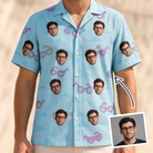 Man wearing Men's Sunny Specs Custom Face Hawaiian Shirt — custom faces printed all-over