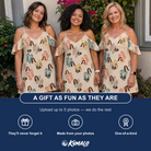 Friends in matching Women's Strap Squad Custom Face Off-Shoulder Dress — a group gift photo