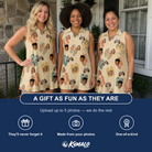 Friends in matching Women's Strap Squad Custom Face V-Neck Dress — a group gift photo