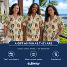 Friends in matching Women's Strap Squad Custom Face Hawaiian Shirt — a group gift photo