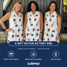 Friends in matching Women's Dune Dynasty Custom Face V-Neck Dress — a group gift photo