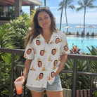 Real-life photo of someone wearing Women's Dune Dynasty Custom Face Hawaiian Shirt — custom faces printed all-over