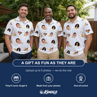 Friends in matching Men's Dune Dynasty Custom Face Polo Shirt — a group gift photo