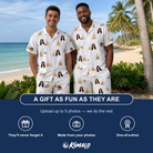 Friends in matching Men's Dune Dynasty Custom Face Shirt & Shorts Set — a group gift photo