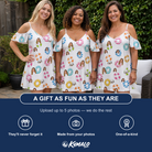Friends in matching Women's Rainbow Ripples Custom Face Off-Shoulder Dress — a group gift photo