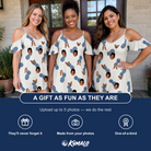Friends in matching Women's Golden Getaway Custom Face Off-Shoulder Dress — a group gift photo