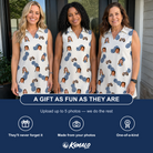 Friends in matching Women's Golden Getaway Custom Face V-Neck Dress — a group gift photo