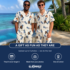 Friends in matching Men's Golden Getaway Custom Face Shirt & Shorts Set — a group gift photo