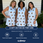 Friends in matching Women's Shell Yeah Custom Face V-Neck Dress — a group gift photo