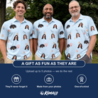 Friends in matching Men's Shell Yeah Custom Face Polo Shirt — a group gift photo