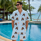 Real-life photo of someone wearing Men's Shell Yeah Custom Face Shirt & Shorts Set — custom faces printed all-over