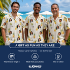 Friends in matching Men's Prickle Picnic Custom Face Hawaiian Shirt — a group gift photo