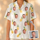 Woman wearing Women's Prickle Picnic Custom Face Hawaiian Shirt — custom faces printed all-over