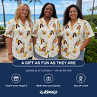 Friends in matching Women's Prickle Picnic Custom Face Hawaiian Shirt — a group gift photo