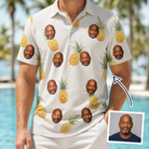 Man wearing Men's Prickle Picnic Custom Face Polo Shirt — custom faces printed all-over