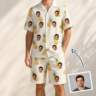 Man wearing Men's Prickle Picnic Custom Face Shirt & Shorts Set — custom faces printed all-over