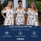 Friends in matching Women's Seaside Sitters Custom Face Off-Shoulder Dress — a group gift photo