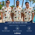 Friends in matching Men's Seaside Sitters Custom Face Hawaiian Shirt — a group gift photo