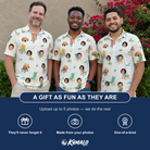 Friends in matching Men's Seaside Sitters Custom Face Polo Shirt — a group gift photo