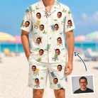 Man wearing Men's Seaside Sitters Custom Face Shirt & Shorts Set — custom faces printed all-over