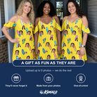 Friends in matching Women's Board Buddies Custom Face Off-Shoulder Dress — a group gift photo