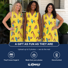 Friends in matching Women's Board Buddies Custom Face V-Neck Dress — a group gift photo