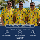 Friends in matching Men's Board Buddies Custom Face Hawaiian Shirt — a group gift photo