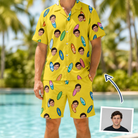 Man wearing Men's Board Buddies Custom Face Shirt & Shorts Set — custom faces printed all-over